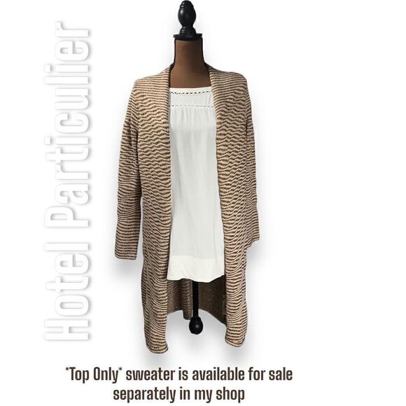 Hotel Particulier White Ivory Lattice Trimmed Long Sleeve Blouse, Women’s Large - Picture 4 of 14